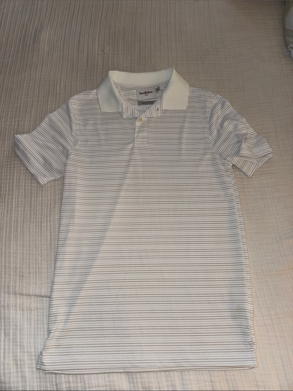Goodfellow & Co White Polo with Light Blue Micro Stripes - Men's